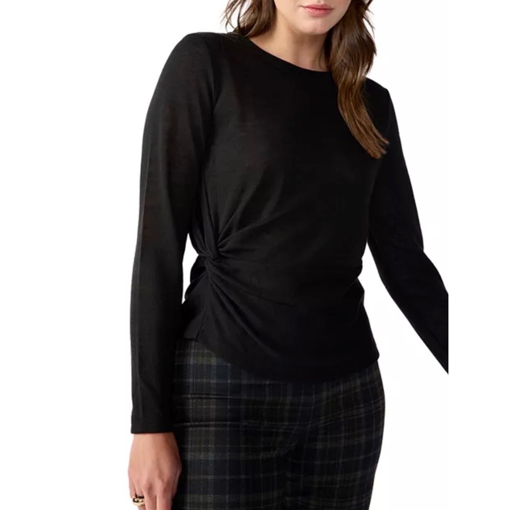 NEW Sanctuary Womens Knot Your Business Top Long Sleeve Crew Neck CT3645KJO L